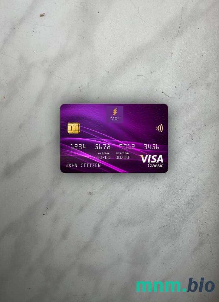 Nigeria Polaris bank visa classic card wygląd fotograficzny skan PSD + zdjęcie